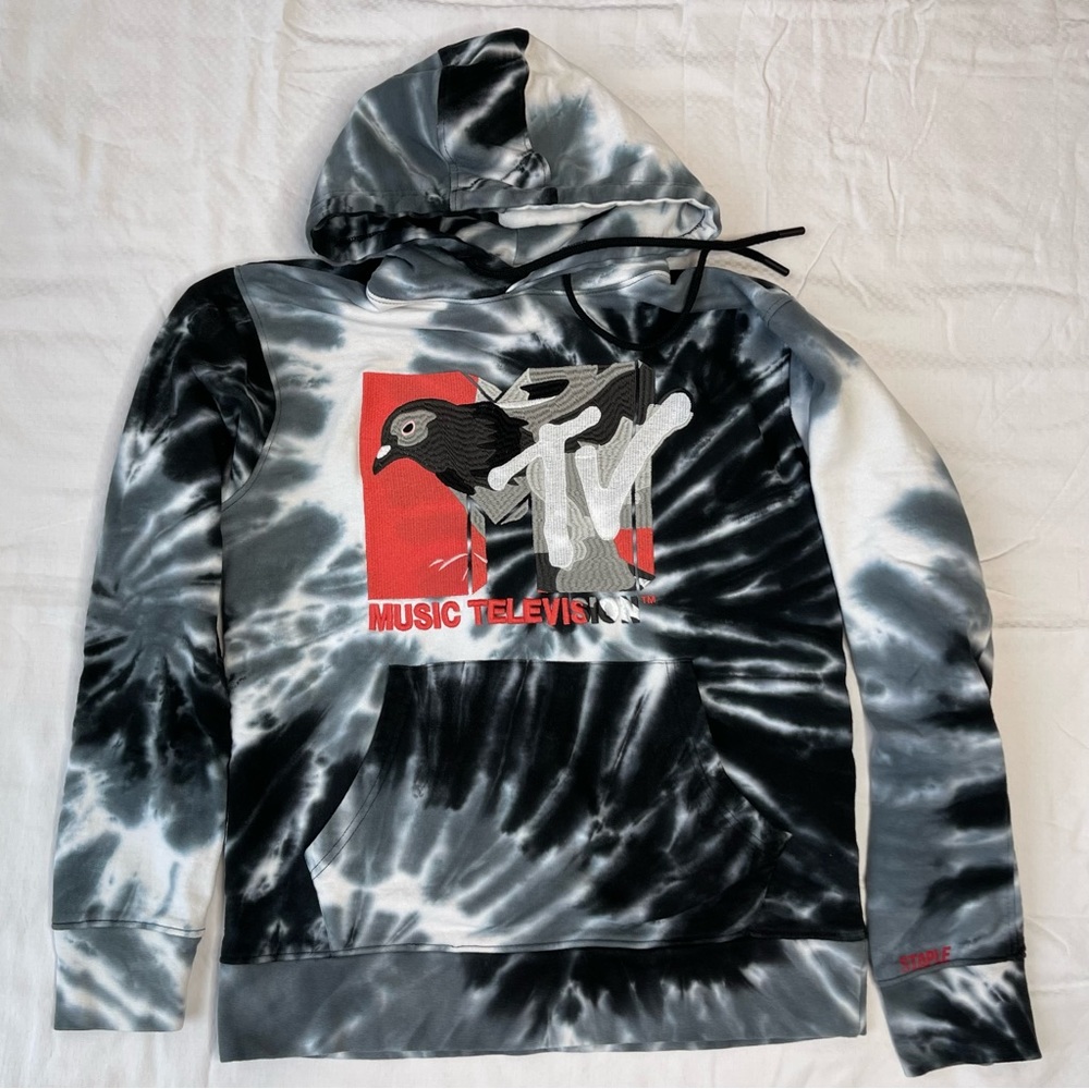 Staple Black & White Tie-Dye MTV Logo Hoodie